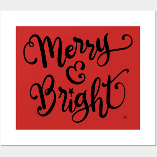 Merry & Bright Christmas Winter Holiday Posters and Art